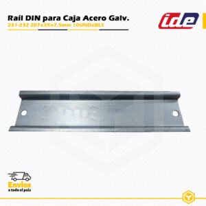 Raíl DIN IDE de acero galvanizado 207 mm, compatible con cajas estancas serie LIGHT tipo 231 y 322.