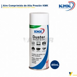 Aerosol KMK Duster aire comprimido de alta presión 400 mL para limpieza de equipos electrónicos y ópticos.