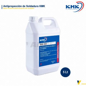 Antiproyección de soldadura KMK RW-200 base sintética para robots de soldadura, presentación bidón 5 litros uso industrial.