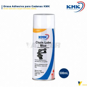 Grasa adhesiva azul KMK Chain Lube Blue en aerosol 500 mL para lubricación de cadenas industriales con alta adherencia y resistencia a cargas elevadas.