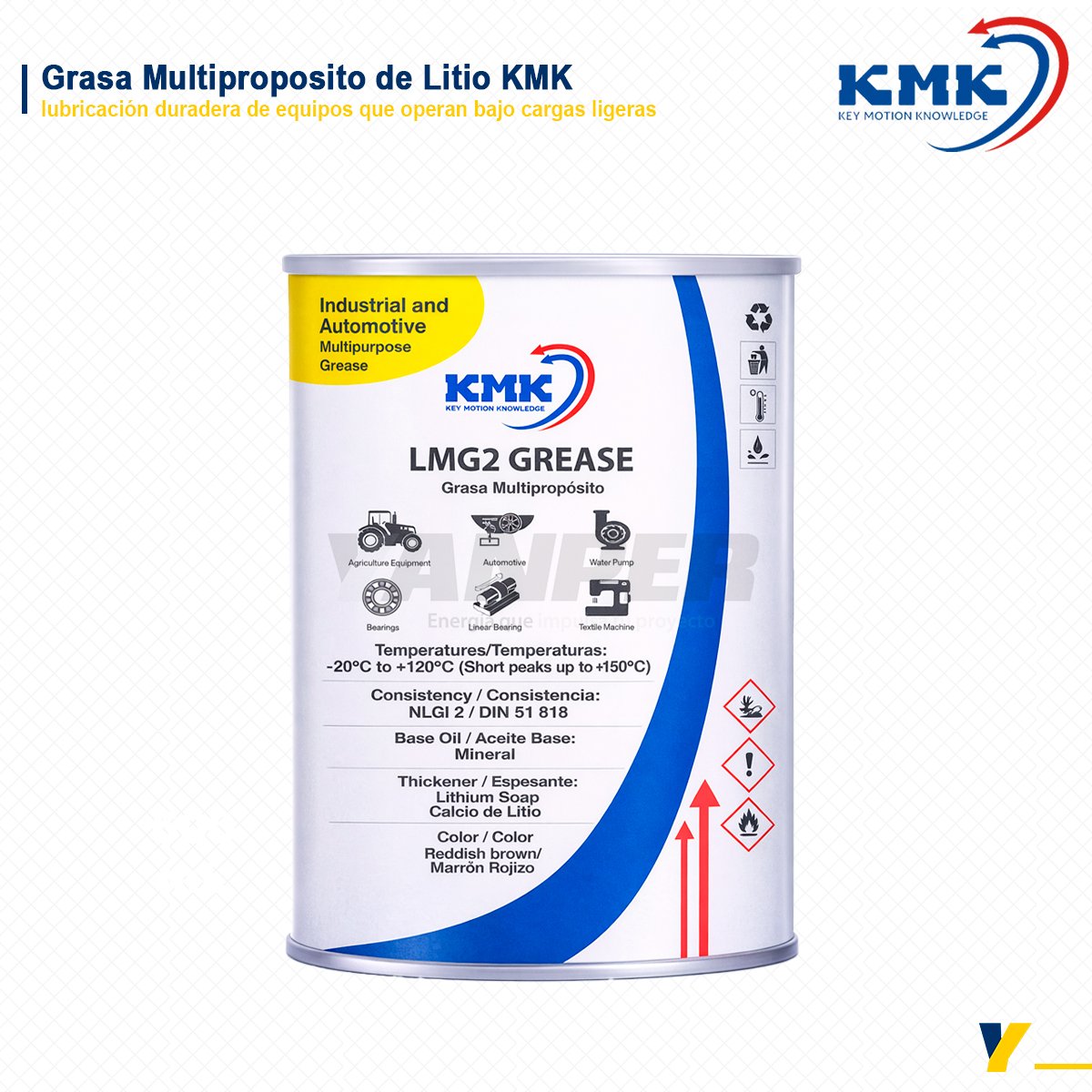 GRASA-MULTIPROPOSITO-DE-LITIO Grasa multipropósito de extrema presión KMK MOS2 Grease para lubricación industrial y automotriz.