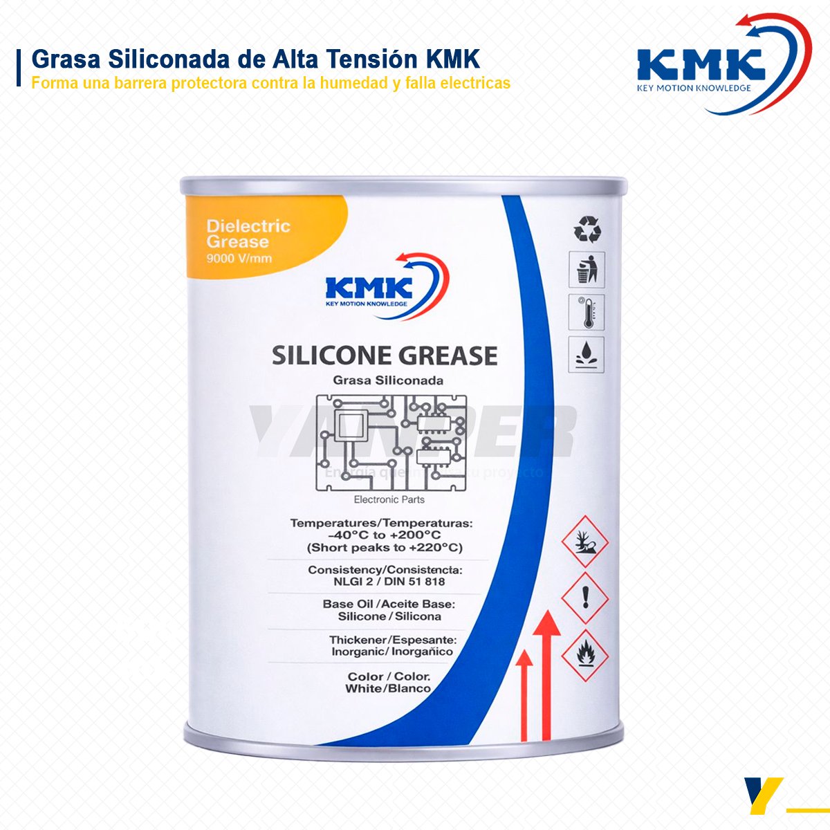 GRASA-SILICONADA Grasa siliconada KMK Silicone Grease dieléctrica para protección eléctrica y lubricación industrial.