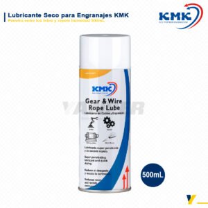 Aerosol lubricante seco KMK Gear & Wire Rope Lube 500 mL para engranajes, cables de acero y alambres, con alta penetración y protección anticorrosiva.