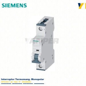 Interruptor termomagnético Siemens 5SY4104-7 4A 1P 10kA serie 5SY para riel DIN.
