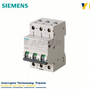 Interruptor termomagnético Siemens 5SL4340-7RC 40A 3P 10kA Sentron para riel DIN.