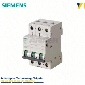 Interruptor termomagnético Siemens 5SL6306-7MB 6A 3P 6kA Sentron para riel DIN.