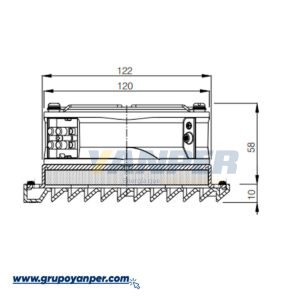 Ventilador con rejilla y filtro Jason Fan FJK6622PB115 instalado en gabinete.