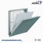 Rejilla de ventilación con filtro modelo JK6626 de Jason Fan,, color gris, diseñada para tableros eléctricos con protección IP54.