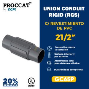 Unión conduit Procoat GC65P con recubrimiento protector.