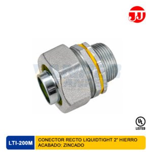 Conector recto Liquidtight marca JJ en hierro maleable zincado modelo LTI.